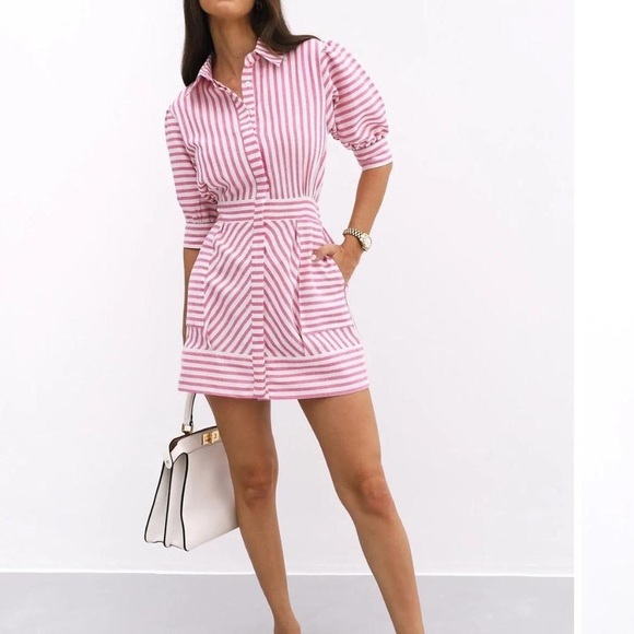 NWT VitaGrace Levante Cotton Blend Stripe Dress- XS/US 2 - Picture 1 of 11